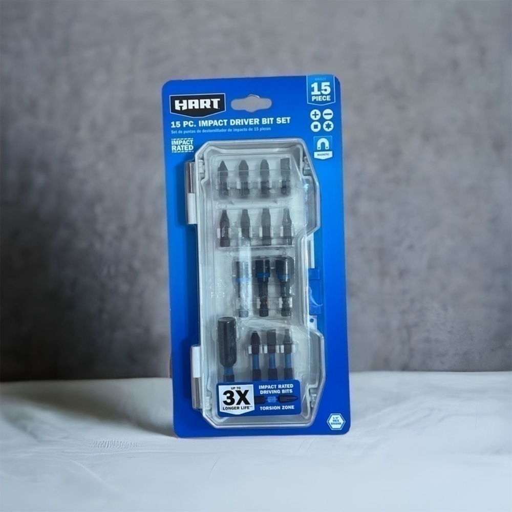 Hart 15 pc Impact Driver Bit Set NEW Torsion Zone